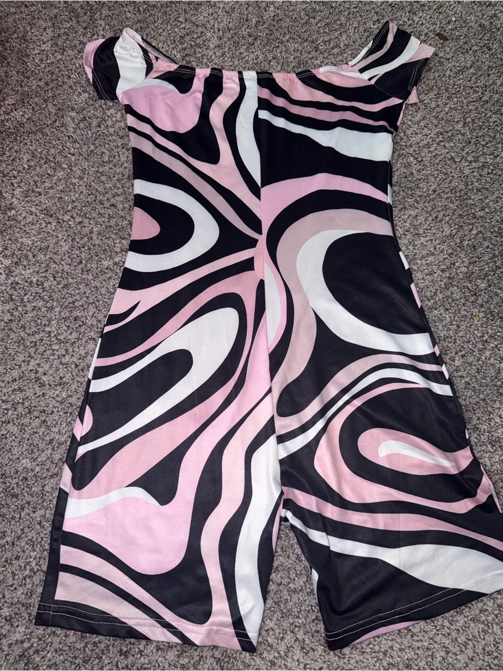 Emilio Pucci print inspired Pink, Black & White One-Shoulder Patterned Dress